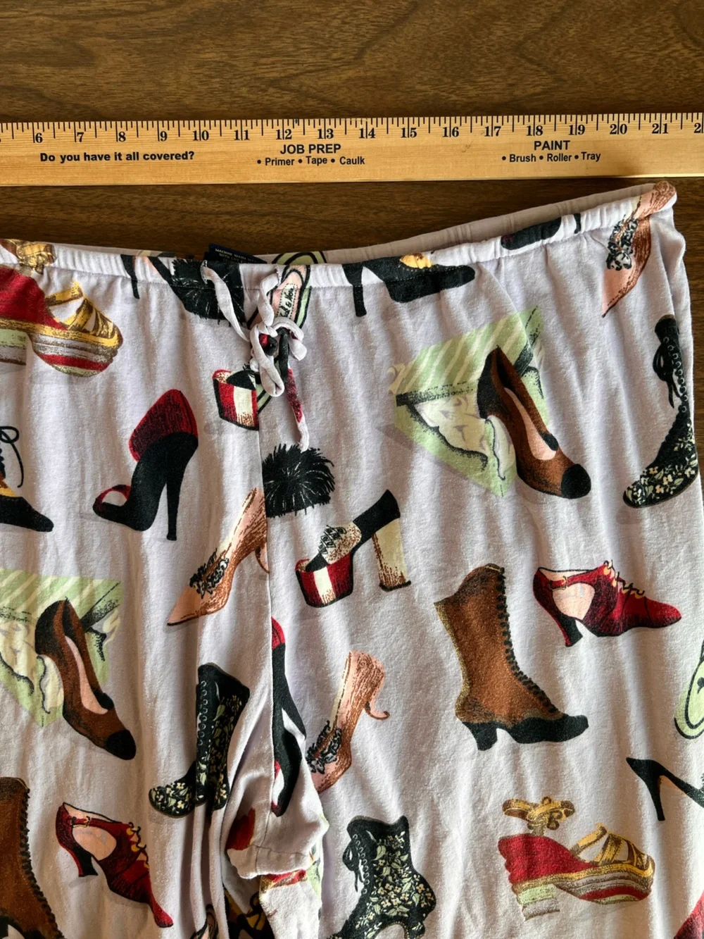 Nick & Nora Vintage Shoe Print Pajama Set 3X Lavender Button Top Pants Y2K Retro